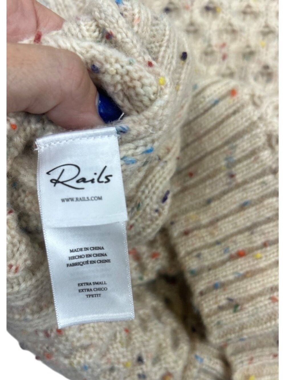 Rails Isla Cardigan Women's XS Cream Confetti Wool Blend Puff Sleeve Cropped - Picture 11 of 13